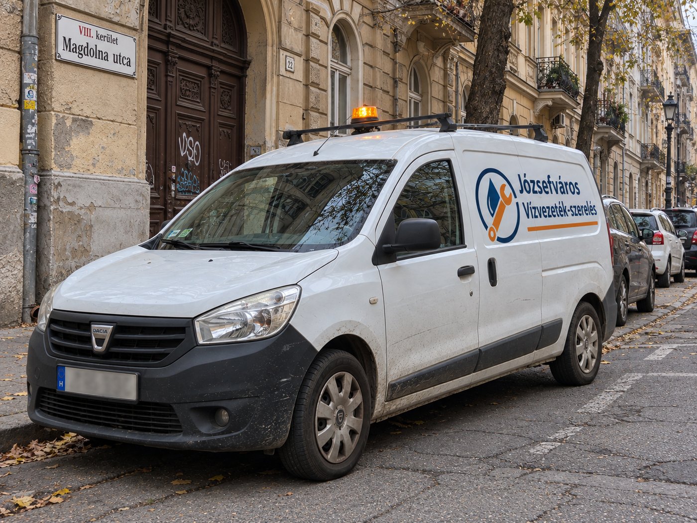 Felszerelt szervizautó vízszereléshez Józsefvárosban, VIII. kerület